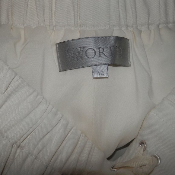 Worth Ivory Skirt 12 Crisp Lace Up Career  Neutral - Picture 4 of 4